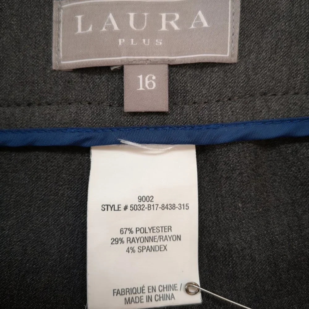 Laura Plus Ladies Size 16 Straight Legs Dark Grey Dress Pants - Picture 3 of 11